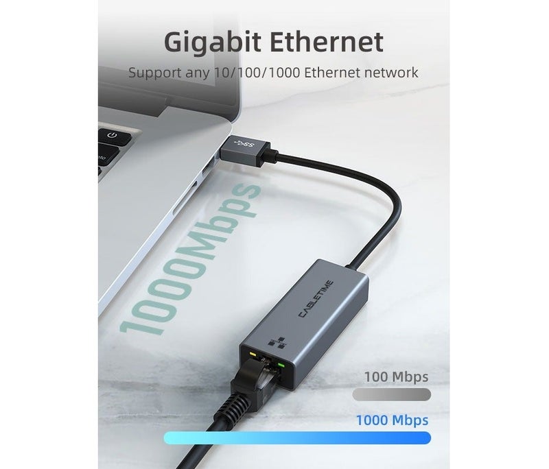 كابل تايم محول USB 3.0 إلى جيجابت إيثرنت بسرعة 1000 ميجابت في الثانية RJ45 - Image 2
