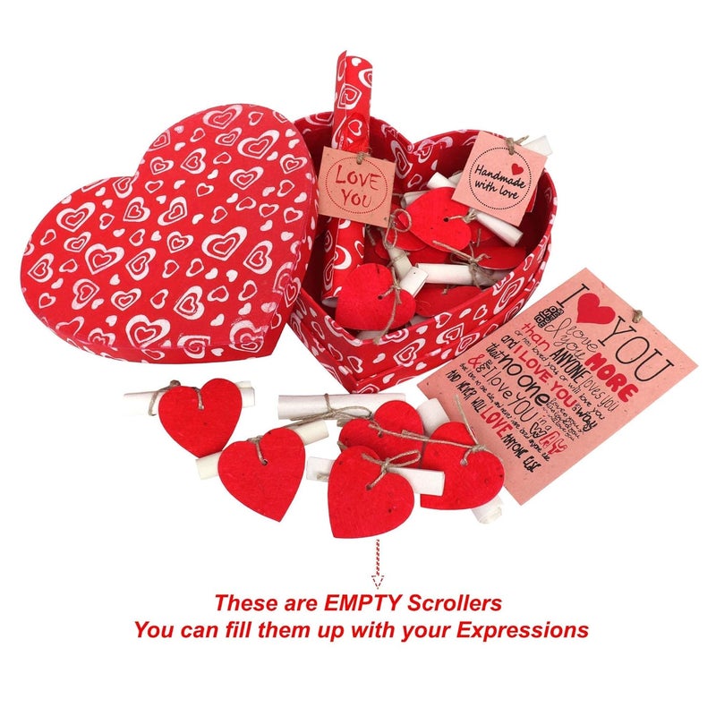 SURPRISE SOMEONE Paper Heart Box 20 Empty Scrollers with Hearts Attached and Gift Tags Multi_8 Inch X 8 Inch - Image 3