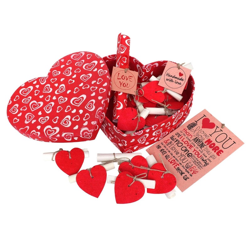 SURPRISE SOMEONE Paper Heart Box 20 Empty Scrollers with Hearts Attached and Gift Tags Multi_8 Inch X 8 Inch - Image 2