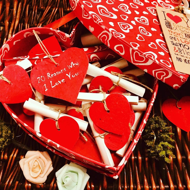 SURPRISE SOMEONE Paper Heart Box 20 Empty Scrollers with Hearts Attached and Gift Tags Multi_8 Inch X 8 Inch - Image 5