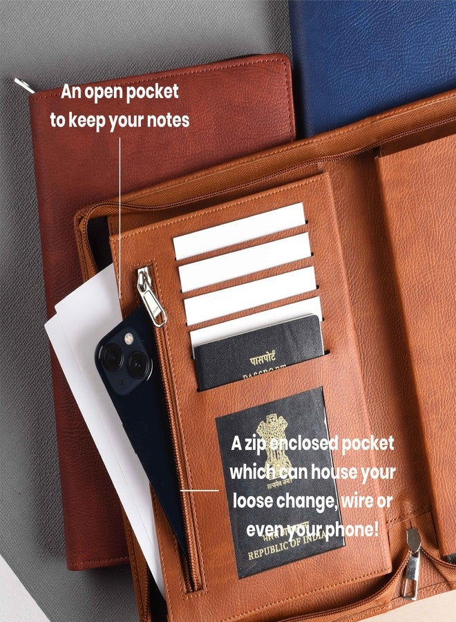 Scholar Vivant Multipurpose Folder Notebook - 90 GSM Paper 192 Pages | Softbound Notebook with Zipper Closure | Organizer Folder with Pen Holder, Card Holder, Notes Pocket & Zipped Pouch (A5) (Maroon) - Image 4