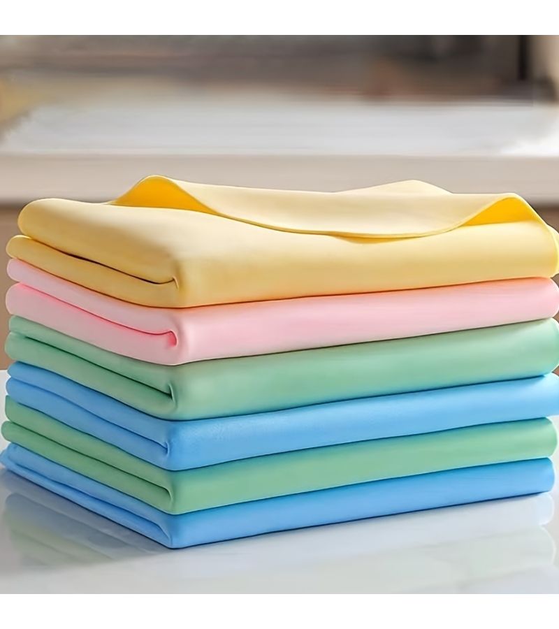 Set Of 6 Premium Shammy Cloths For Drying Cars Everyday Cleaning Ultra Absorbent Towels Reusable Scratch Free Drying Towels Leave No Water Marks Large 6 In 1 Bag 15 75 X 23 62 Inch - Image 1