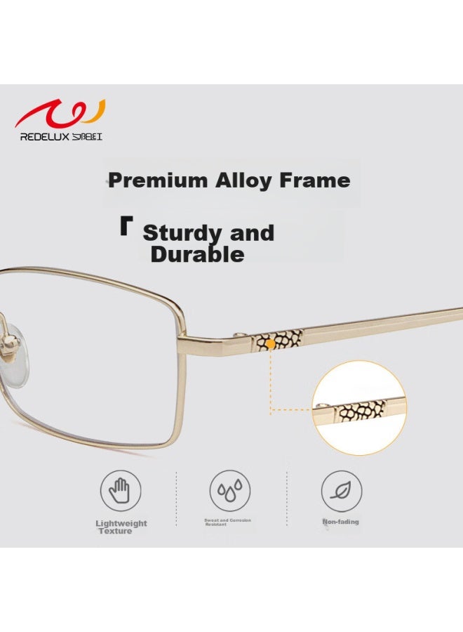 Sunset Red Reading Gl For Men, High-definition Anti-blue Light Full-frame Durable Stylish High-end Reading Gl E9106 Gold 2.0 Diopter - Image 5