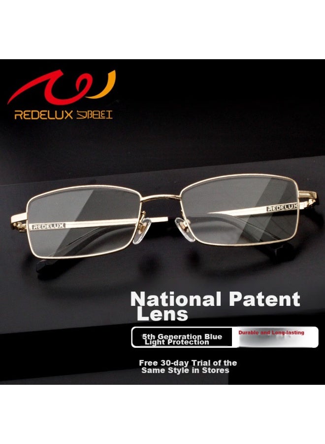 Sunset Red Reading Gl For Men, High-definition Anti-blue Light Full-frame Durable Stylish High-end Reading Gl E9106 Gold 2.0 Diopter - Image 2