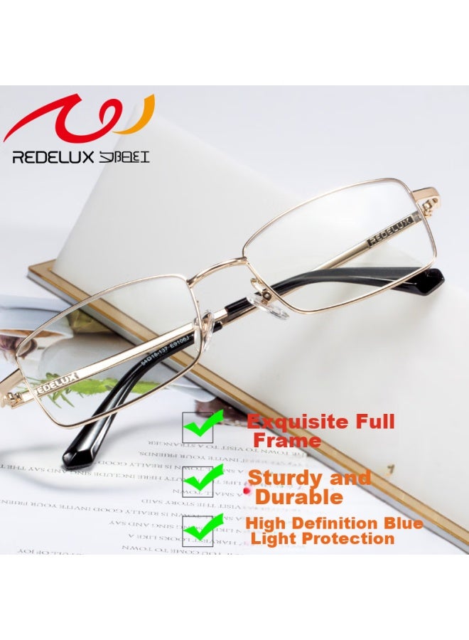 Sunset Red Reading Gl For Men, High-definition Anti-blue Light Full-frame Durable Stylish High-end Reading Gl E9106 Gold 2.0 Diopter - Image 4