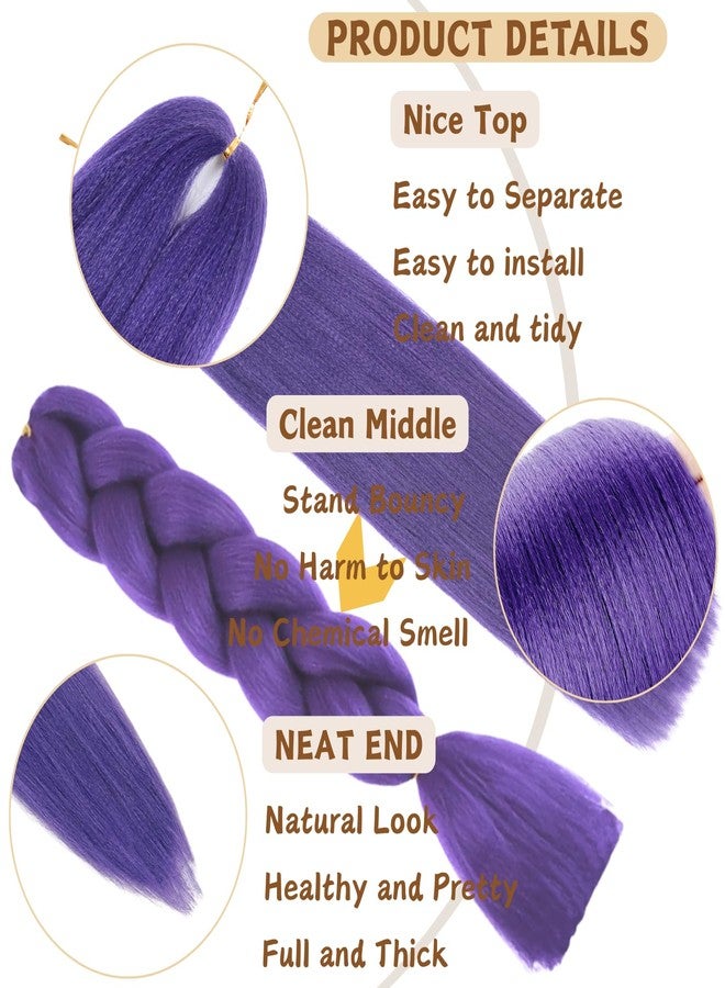 FCHLHFC Long Pre Stretched Braiding Hair 24 Inch, Pre Stretched Synthetic Braiding hair for Braids,3 Packs Purple Rumi Hair Extensions Itch Free Hot Water Setting (24Inch purple#) - Image 3