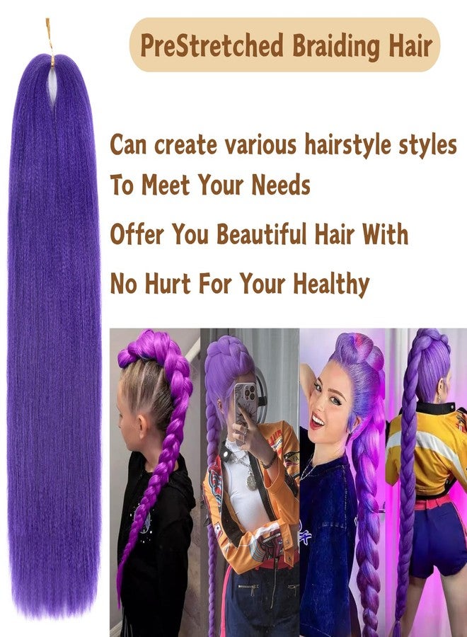 FCHLHFC Long Pre Stretched Braiding Hair 24 Inch, Pre Stretched Synthetic Braiding hair for Braids,3 Packs Purple Rumi Hair Extensions Itch Free Hot Water Setting (24Inch purple#) - Image 4