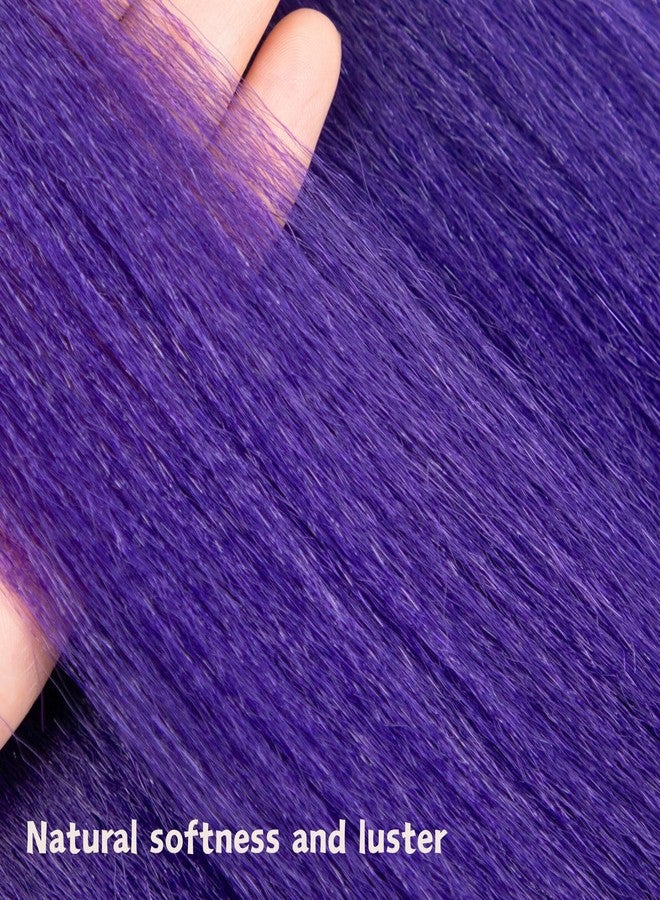 FCHLHFC Long Pre Stretched Braiding Hair 24 Inch, Pre Stretched Synthetic Braiding hair for Braids,3 Packs Purple Rumi Hair Extensions Itch Free Hot Water Setting (24Inch purple#) - Image 5