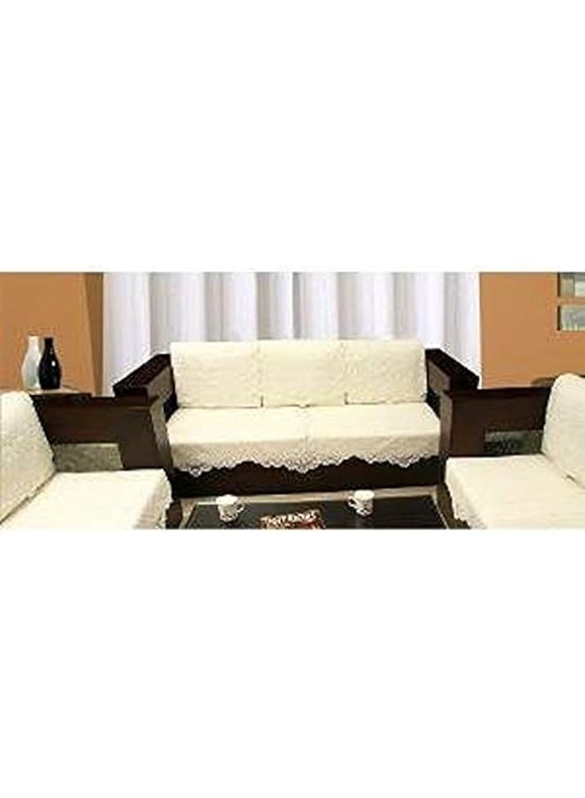 Kuber Industries Cotton 5 Seater Sofa Slipcover Couch Cover Furniture Protector Cover Sofa Cover Set Of 6 Cream - Image 4