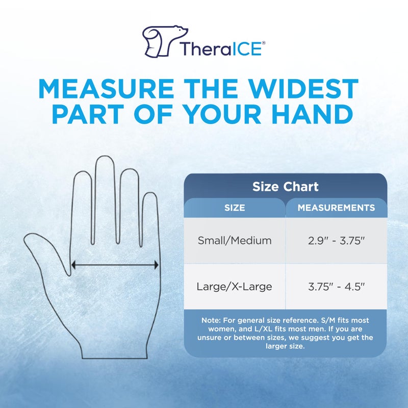 TheraICE رباط ثيرا آيس للمعصم مع حزمة ثلج لراحة الإبهام لكلتا اليدين للعلاج بالحرارة والبرودة - قفاز جل ناعم قابل لإعادة الاستخدام للإصابات، متلازمة النفق الرسغي، التهاب المفاصل، التهاب الأوتار دي كيرفان - يناسب معظم الرجال - L/XL - Image 4
