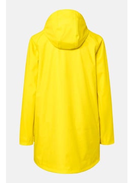 Tchibo Women Regular Fit Drawstring Plain Rain Jacket, Yellow  - Image 3