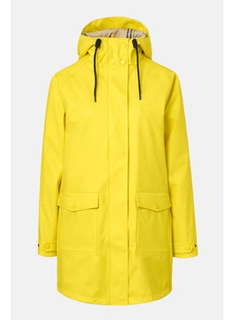 Tchibo Women Regular Fit Drawstring Plain Rain Jacket, Yellow  - Image 2