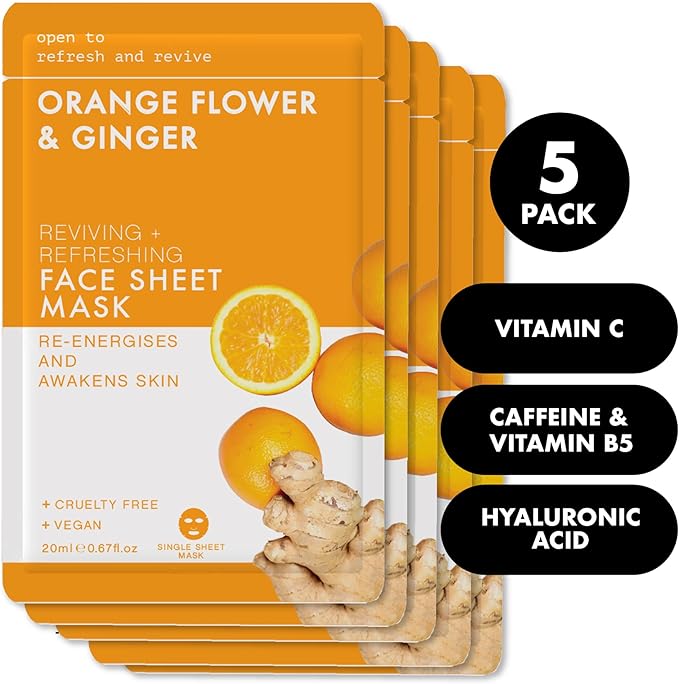 Happy Skin 20 عبوة من أقنعة الوجه السعيدة للجلد - أكثر من 1 مليون مبيع x5 فحم منشط بالنعناع x5 شاي أخضر بالورد x5 لافندر بالبابونج x5 فيتامين C بالزنجبيل لجميع أنواع البشرة - Image 2