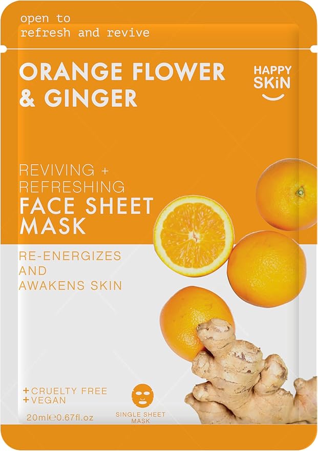 Happy Skin 20 عبوة من أقنعة الوجه السعيدة للجلد - أكثر من 1 مليون مبيع x5 فحم منشط بالنعناع x5 شاي أخضر بالورد x5 لافندر بالبابونج x5 فيتامين C بالزنجبيل لجميع أنواع البشرة - Image 1