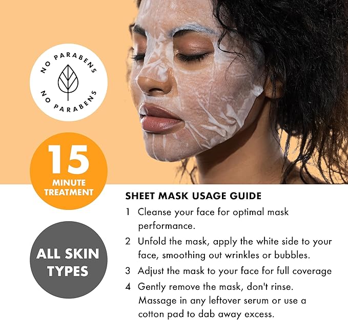 Happy Skin 20 عبوة من أقنعة الوجه السعيدة للجلد - أكثر من 1 مليون مبيع x5 فحم منشط بالنعناع x5 شاي أخضر بالورد x5 لافندر بالبابونج x5 فيتامين C بالزنجبيل لجميع أنواع البشرة - Image 4