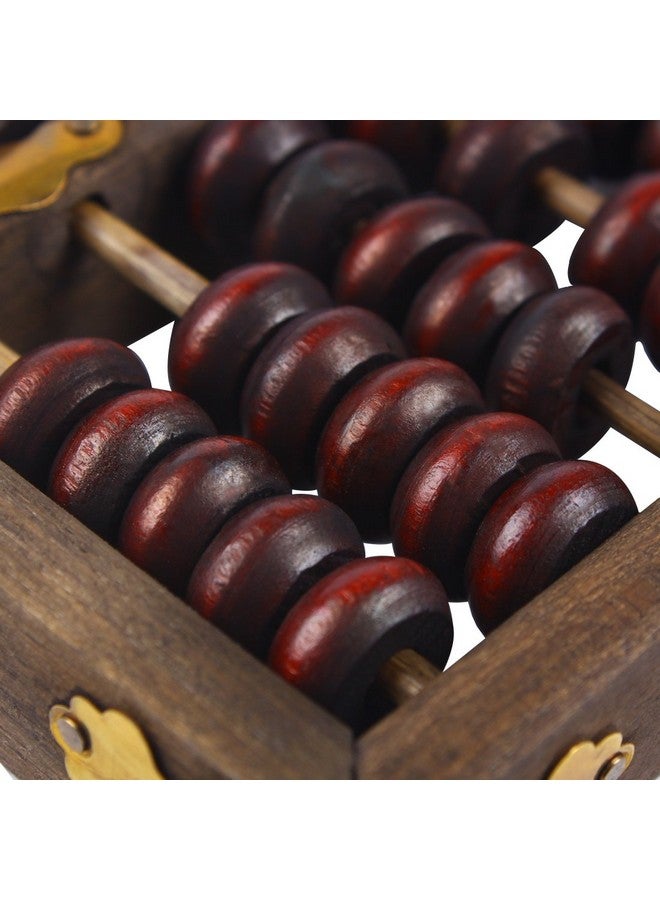 Larcele 9 Column Classic Wooden Abacus with Vintage Leather Box, Soroban for Study, Home Decoration, Aging Treatment SP-01 - Image 5