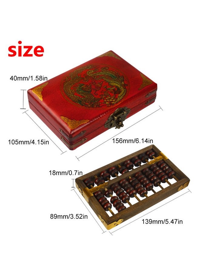 Larcele 9 Column Classic Wooden Abacus with Vintage Leather Box, Soroban for Study, Home Decoration, Aging Treatment SP-01 - Image 2