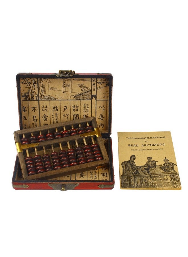 Larcele 9 Column Classic Wooden Abacus with Vintage Leather Box, Soroban for Study, Home Decoration, Aging Treatment SP-01 - Image 3