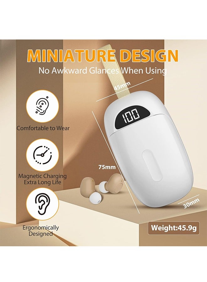 دامين مساعدات السمع القابلة لإعادة الشحن لكبار السن والبالغين مع إلغاء الضوضاء، مضخم صوت رقمي مع عدم وجود صوت في الأذن، شاشة عرض طاقة بصمام تلامس مغناطيسي لصندوق الشحن مزود بمفتاح تبديل - Image 3