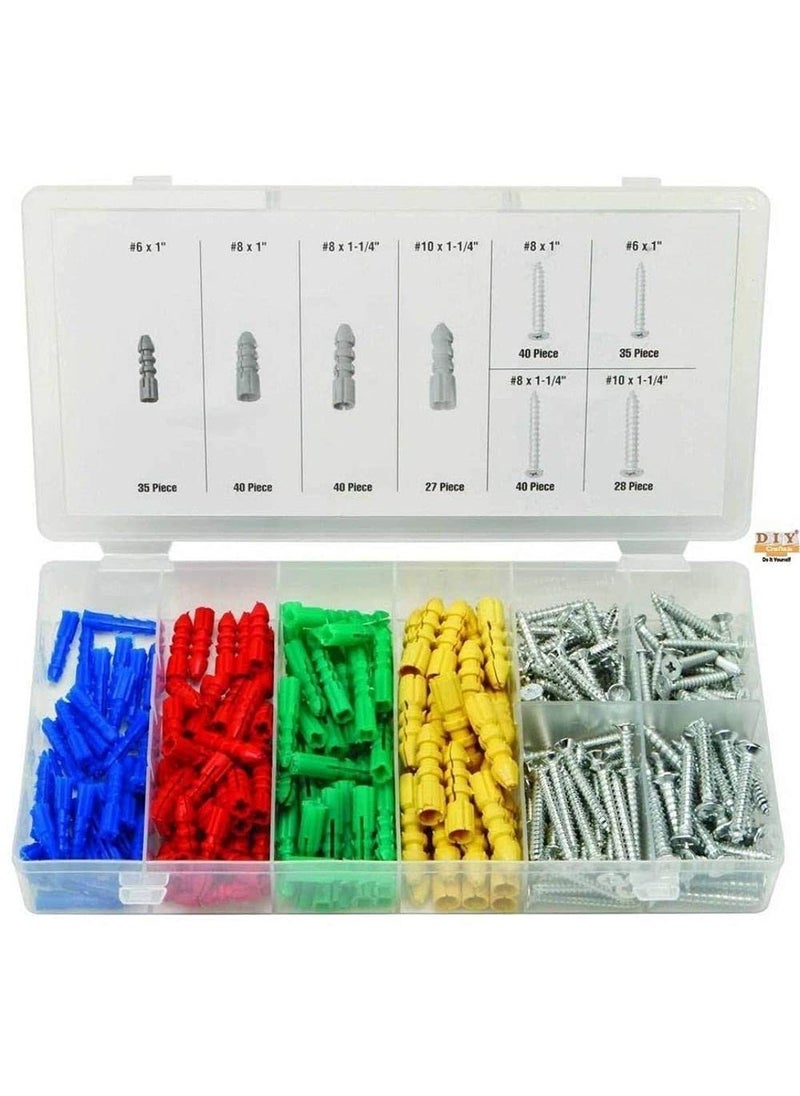 DIY Crafts Diy Crafts CTDIYHI27349 285 Piece Metal Screw And Anchor Assortment Set Kit Multicolor  - Image 4