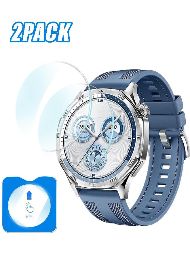 عبوة من قطعتين لحماية شاشة ساعة هواوي جي تي 5/5 برو 46 مم، طبقة زجاجية مقواة 9H، مضادة للخدش، عالية الدقة، رفيعة للغاية - Image 1