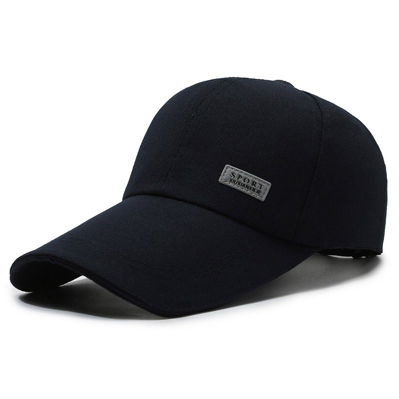 Mens Baseball Cap Sun-Blocking Fishing Long-Brim Canvas Hat Burgundy - Image 4