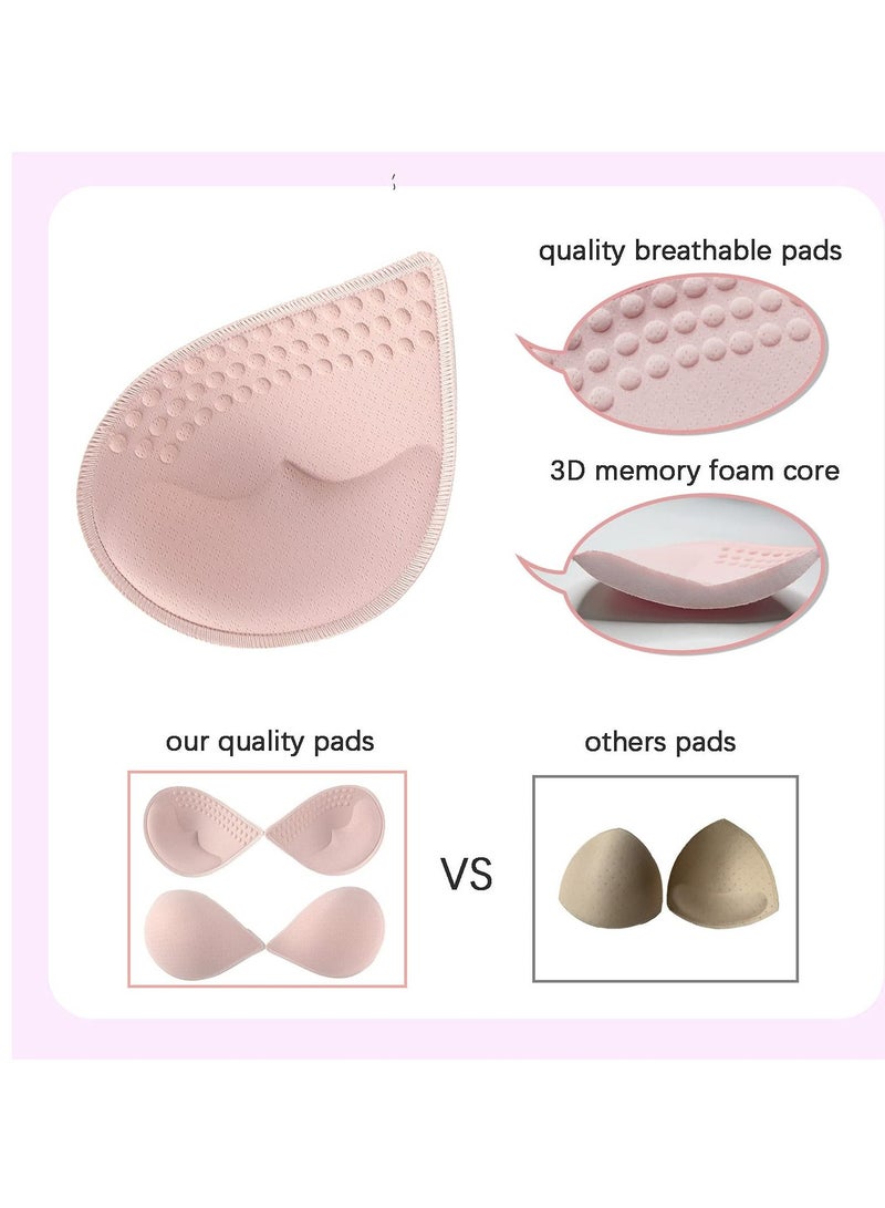 واي آند دي 4 Pairs of Bra Cushion Inserts, Breathable Anti Walking Inserts Removable Latex for Women's Sports Cup or Swimsuit Bikini (Green+Black+Pink+Apricot XL) - Image 3