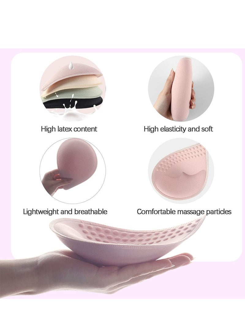 واي آند دي 4 Pairs of Bra Cushion Inserts, Breathable Anti Walking Inserts Removable Latex for Women's Sports Cup or Swimsuit Bikini (Green+Black+Pink+Apricot XL) - Image 4