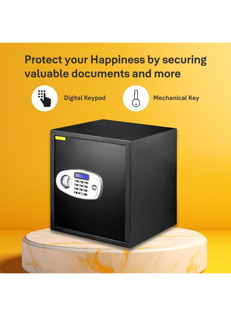 Yale Yale YSS390DB2 Safe Locker for Home Office 41 Litres Pin Code Access Manual Key Intrusion Alarm AntiSaw Bolts Steel Body Digital Keypad Locker Auto Freeze Black  - Image 5