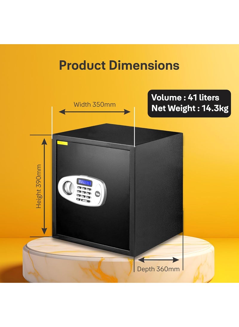 Yale Yale YSS390DB2 Safe Locker for Home Office 41 Litres Pin Code Access Manual Key Intrusion Alarm AntiSaw Bolts Steel Body Digital Keypad Locker Auto Freeze Black  - Image 3