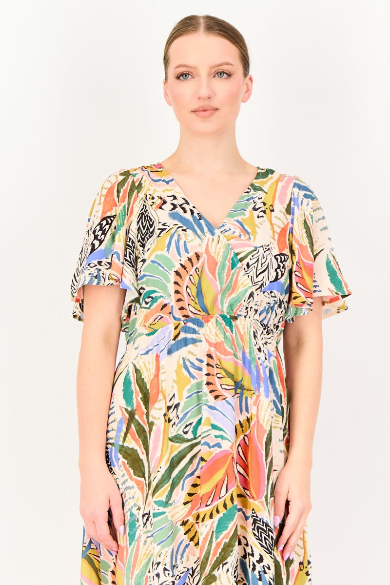 promod Women Allover Print Maxi Dress, Multicolor - Image 4