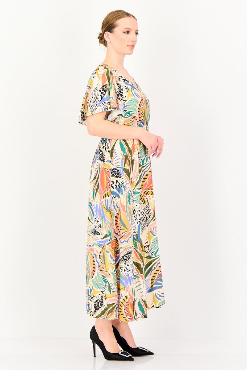promod Women Allover Print Maxi Dress, Multicolor - Image 2
