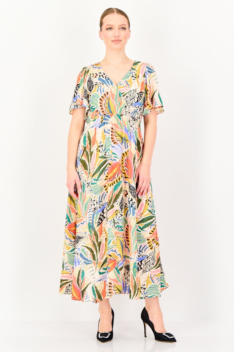 promod Women Allover Print Maxi Dress, Multicolor - Image 1