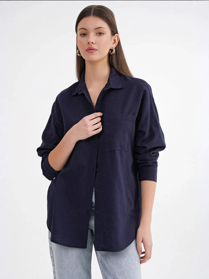 MixRay Mixray Oversize Linen Blend Shirt