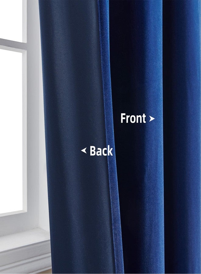 Joydeco Royal Blue Velvet Curtains 84 Inches Long, Luxury Grommet Blackout Curtain 2 Panels, Thermal Insulated Privacy Room Darkening Window Drapes for Bedroom Living Room Home Theatre (52Wx84L) - Image 4