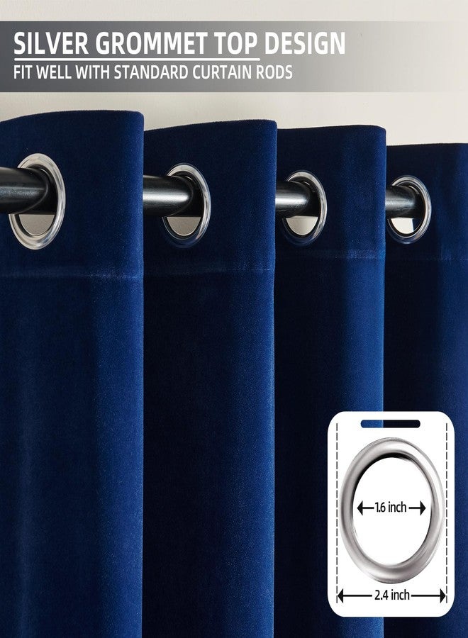 Joydeco Royal Blue Velvet Curtains 84 Inches Long, Luxury Grommet Blackout Curtain 2 Panels, Thermal Insulated Privacy Room Darkening Window Drapes for Bedroom Living Room Home Theatre (52Wx84L) - Image 3