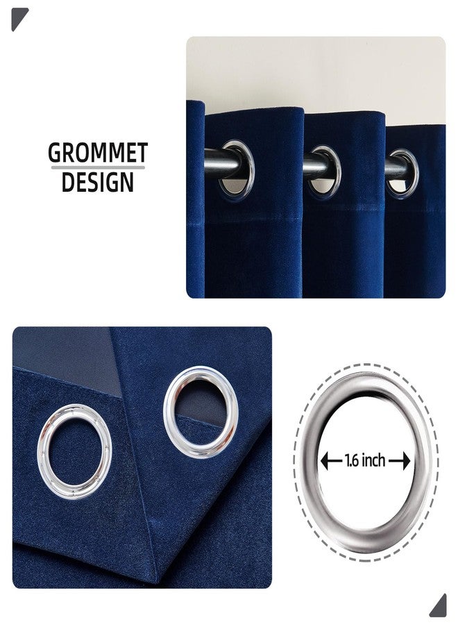 Joydeco Royal Blue Velvet Curtains 84 Inches Long, Luxury Grommet Blackout Curtain 2 Panels, Thermal Insulated Privacy Room Darkening Window Drapes for Bedroom Living Room Home Theatre (52Wx84L) - Image 2