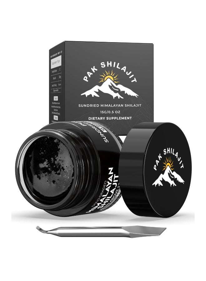 PakShilajit باك شيلاجيت 15 جرام - شيلاجيت هيمالايا نقي للطاقة والعافية، راتنج شيلاجيت المجفف تحت الشمس - Image 1