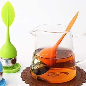 Seaspirit SEASPIRIT Silicone Loose Leaf Tea Infuser - Sunflower Shape Handle - Stainless Steel Strainer - with A Rest Mat (Colour May Vary) (1) - Image 4