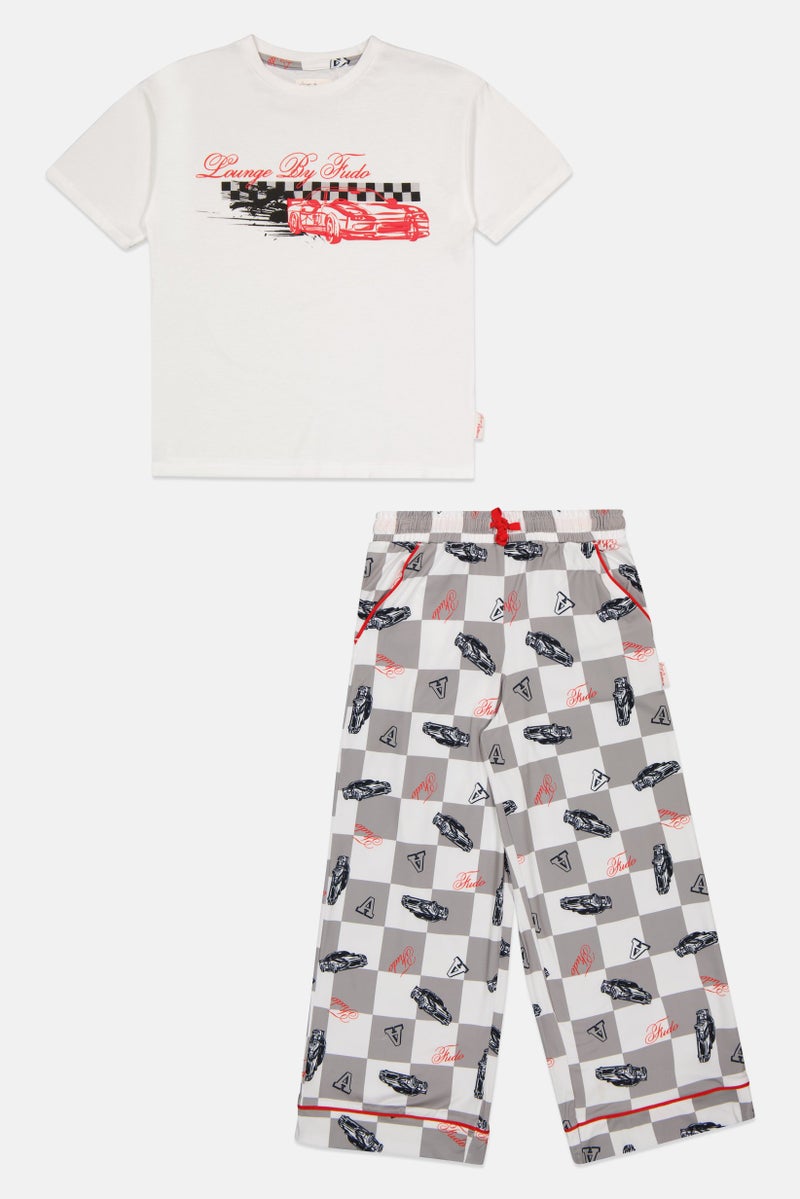 Fudo Launge By Fudo Kids Boy 2 Pieces Graphic Print T-Shirt With Bottom Sleepwear Set, Multicolor - Image 2