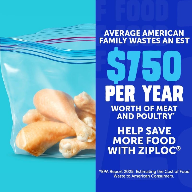 Ziploc Half Gallon Food Storage Freezer Bags, Grip 'n Seal Technology for Easier Grip, Open, and Close, 40 Bags Total - Image 3