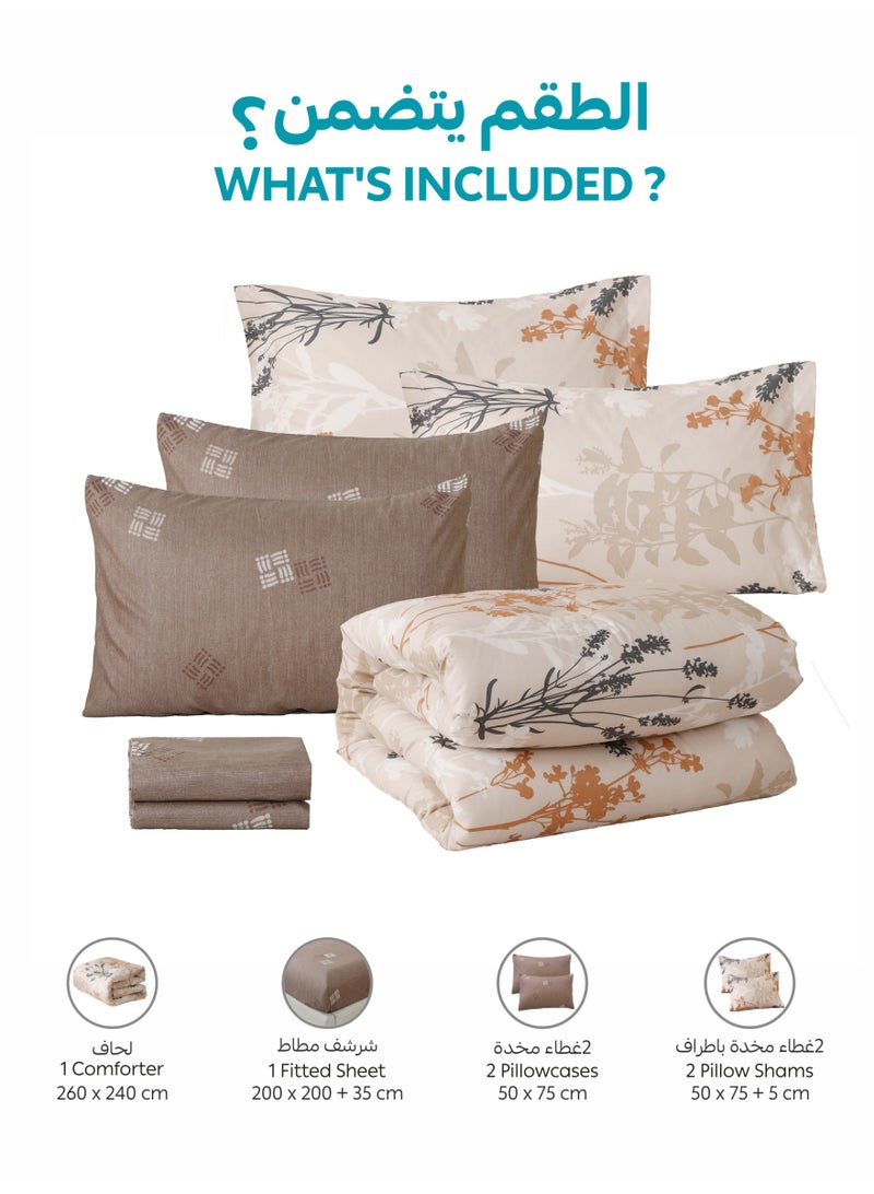Donetella 6-Pcs Printed King Comforter Set | Fits 200x200 cm Size Bed | Soft Brushed Microfiber | Reversible Printed Comforter | 350 GSM Down Alternative Fill - Image 4