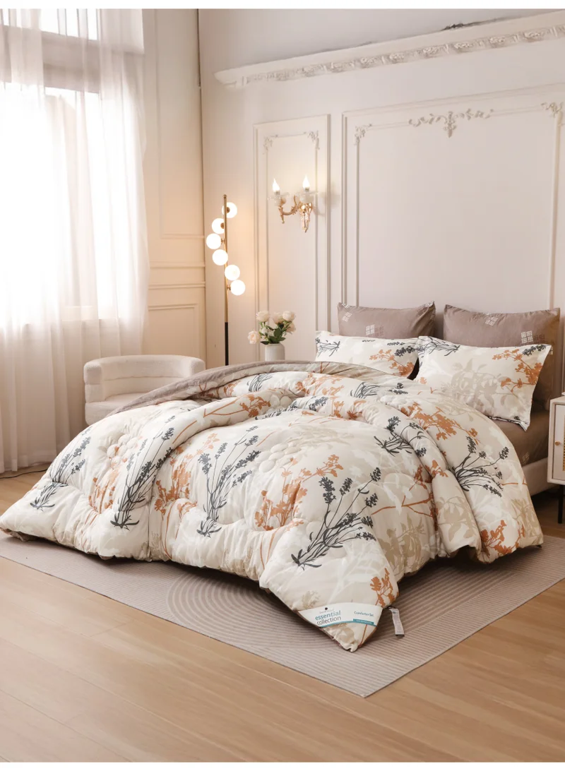 Donetella KING 6-Pcs Printed King Comforter Set | Fits 200x200 cm Size Bed | Soft Brushed Microfiber | Reversible Printed Comforter | 350 GSM Down Alternative Fill  | Best Price UAE