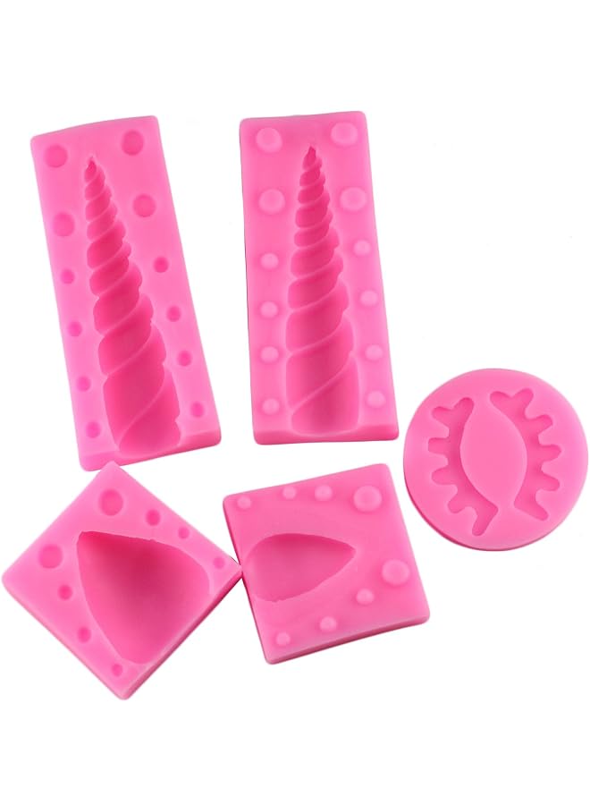 Unicorn Silicone Cake Topper Molds Fondant Cake Decorating Molds Unicorn Horn Ears and Eyelash Set (5 Pcs/set)
