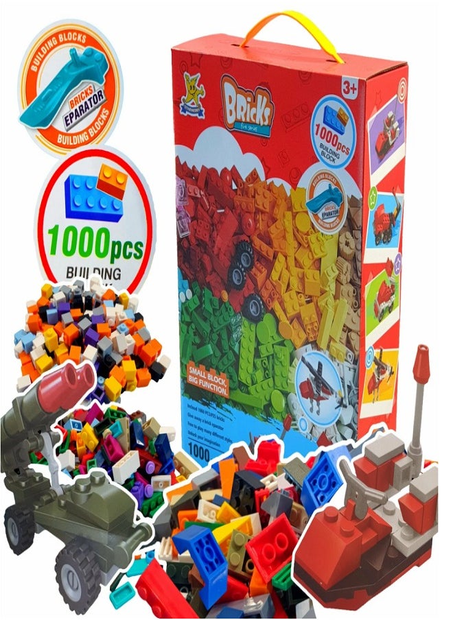 Bricks 1000 Pcs Building Blocks to Teach your Child Assembly and Creativity, Enhancing Focus and Imagination. Suitable for ages 6+ - (Red)  - Image 1