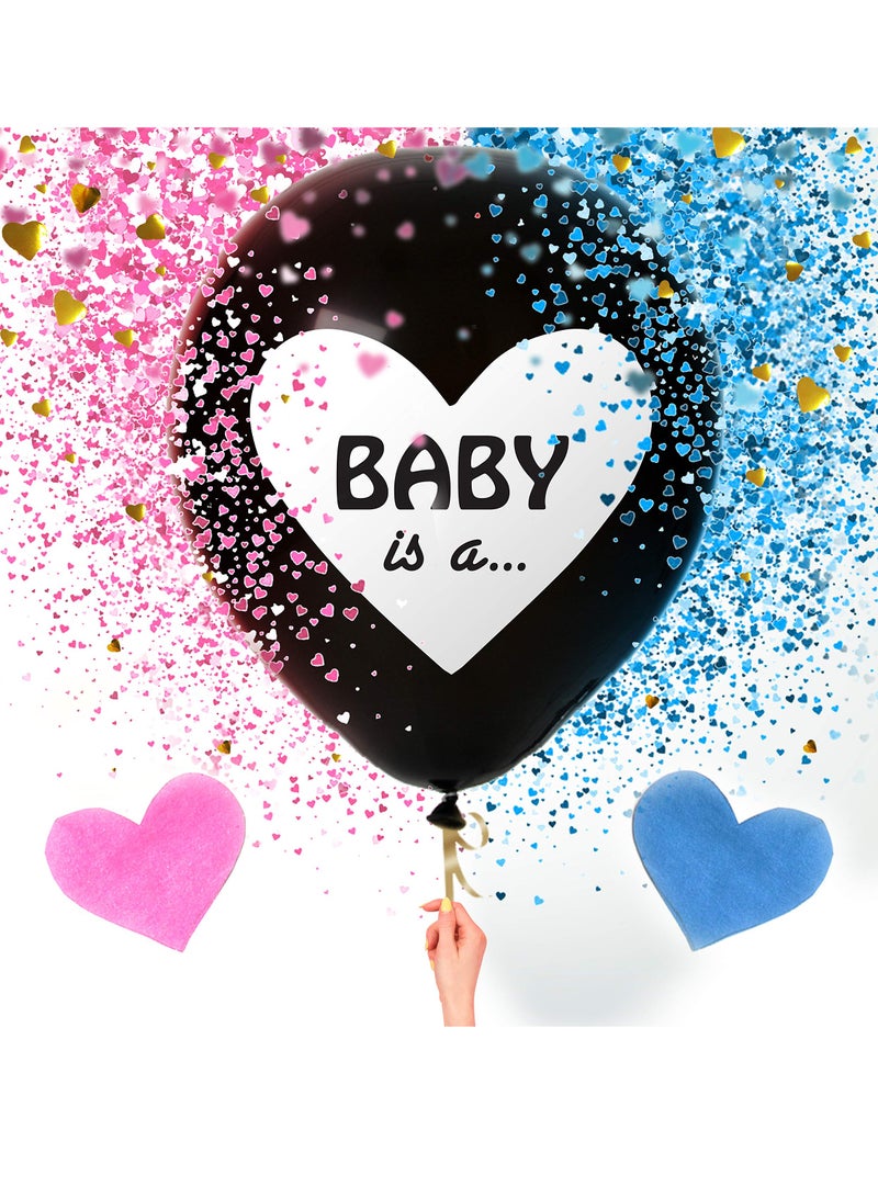 Excefore Gender Reveal Balloons, 36 Inch Boy or Girl Balloons Decoration, Baby Gender Reveal Party Supplies, Pink & Blue Latex Balloons with 2 Packs Confetti for Gender Party Baby Shower - Image 1