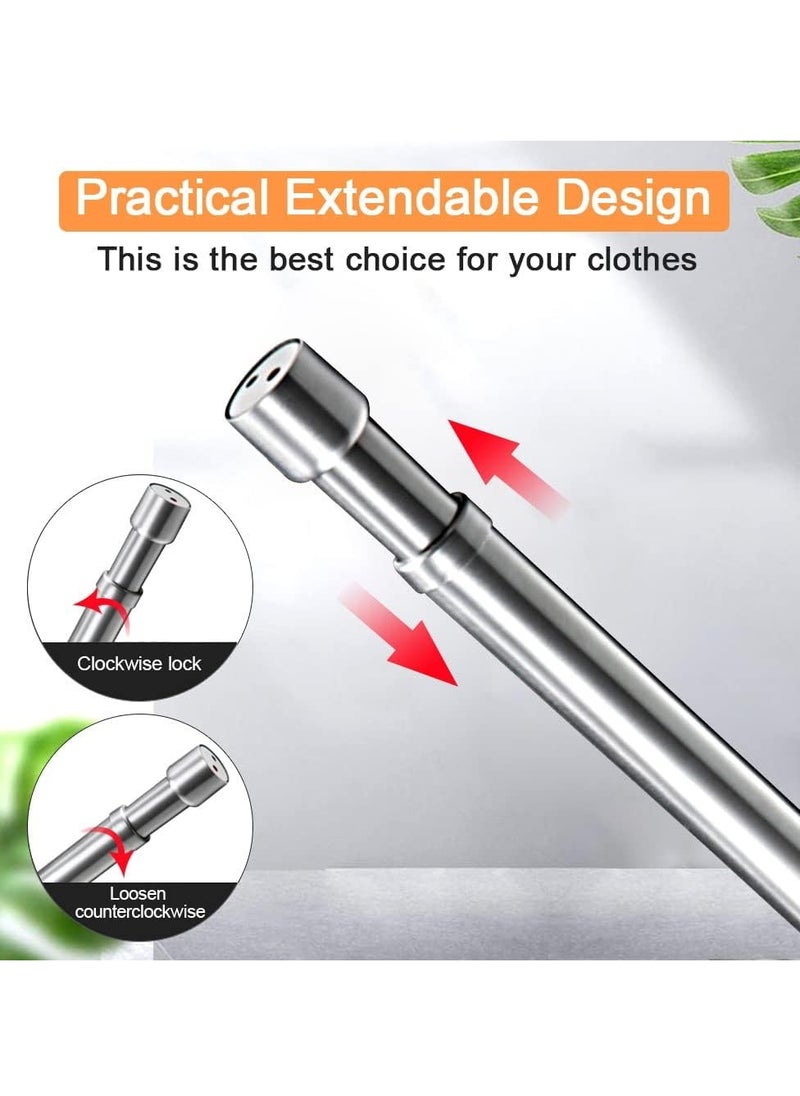 XiuWoo Extendable Metal Wardrobe Rod, Thickened Stainless Steel Wardrobe Rail Tube, Wardrobe Clothes Hanging Pole, Extensible Closet Bar, Telescopic Closet Pole 51cm-80cm  - Image 2