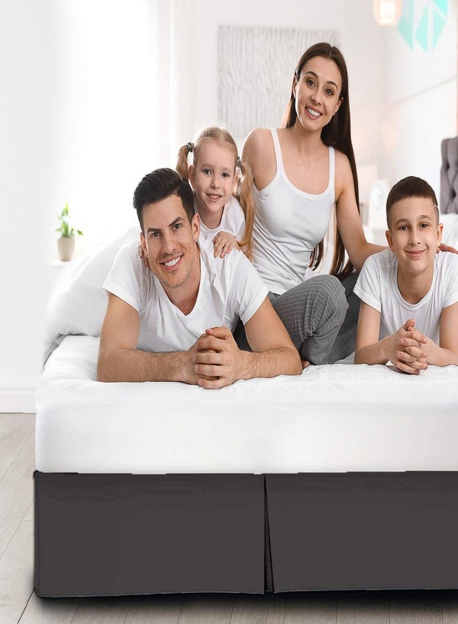 Crown Collection تنورة سرير فاخرة عالية الجودة، 800 خيط، بكسرات مربعة، مقاس 39 × 75 بوصة، طولها 14 بوصة، بزوايا مشقوقة، مصنوعة من القطن المصري 100%، سهلة التركيب، مقاومة للتجاعيد والبهتان. - Image 5