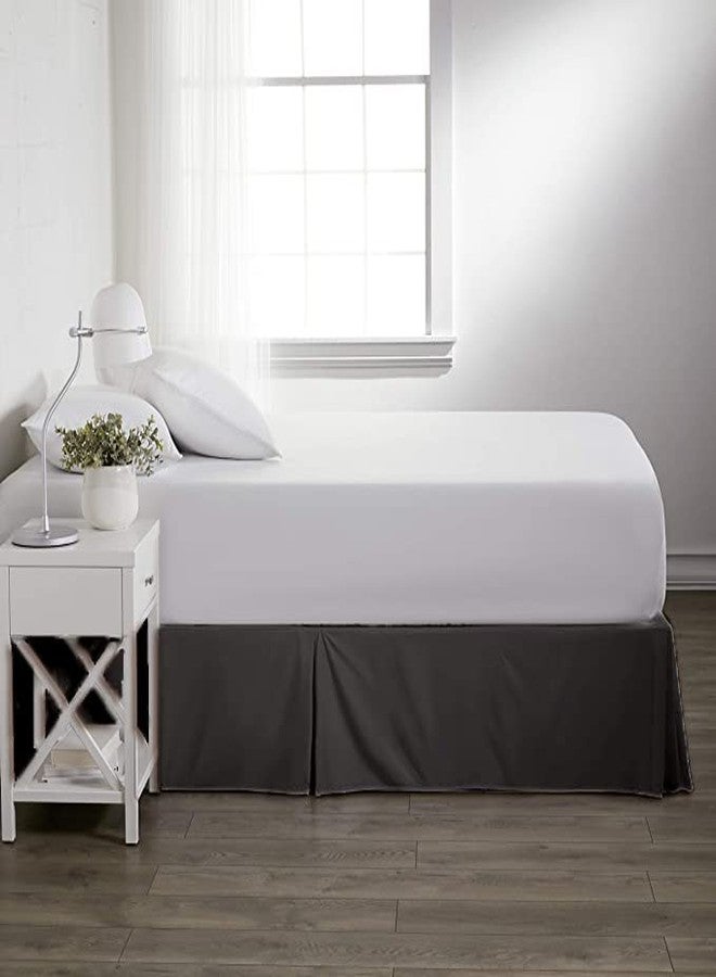 Crown Collection تنورة سرير فاخرة عالية الجودة، 800 خيط، بكسرات مربعة، مقاس 39 × 75 بوصة، طولها 14 بوصة، بزوايا مشقوقة، مصنوعة من القطن المصري 100%، سهلة التركيب، مقاومة للتجاعيد والبهتان. - Image 2