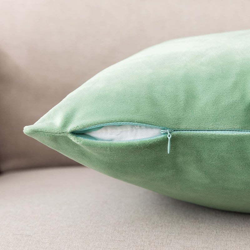 NiNi ALL Decorative Throw Pillow Covers Pack of 2, Velvet Cushion Case for Couch Bedroom Living Room Outdoor, Pillow Covers 18x18 Inchï¼ˆ45 x 45 cmï¼‰ Sage Green - Image 5